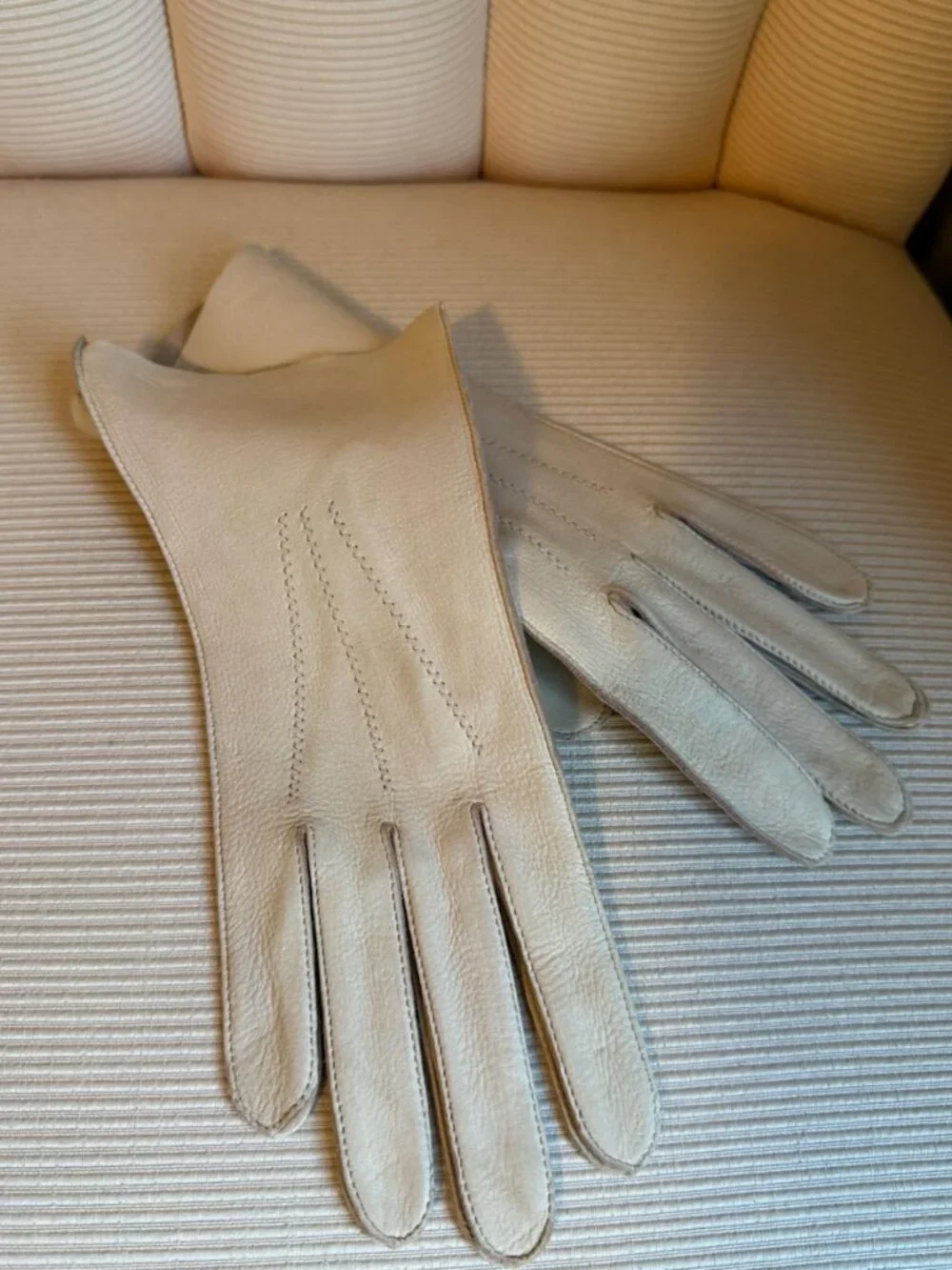 Vintage Cream Deerskin Leather Dress Gloves | Soft Grain Size 7